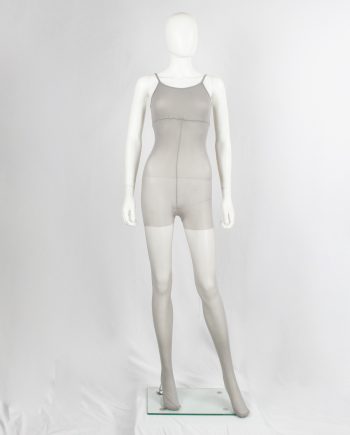 A.F. Vandevorst Nightfall grey pantyhose catsuit with reinforced top — fall 1998