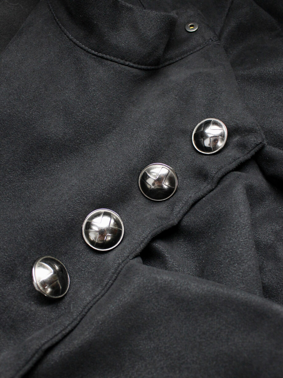 vintage af. Vandevorst black long military coat with silver cross buttons fall 2011 (1)
