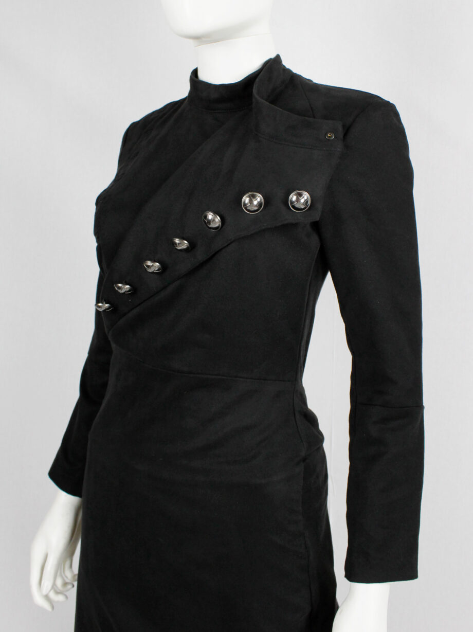 vintage af. Vandevorst black long military coat with silver cross buttons fall 2011 (12)
