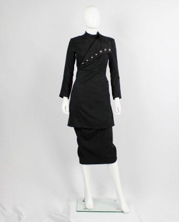 vintage af. Vandevorst black long military coat with silver cross buttons fall 2011