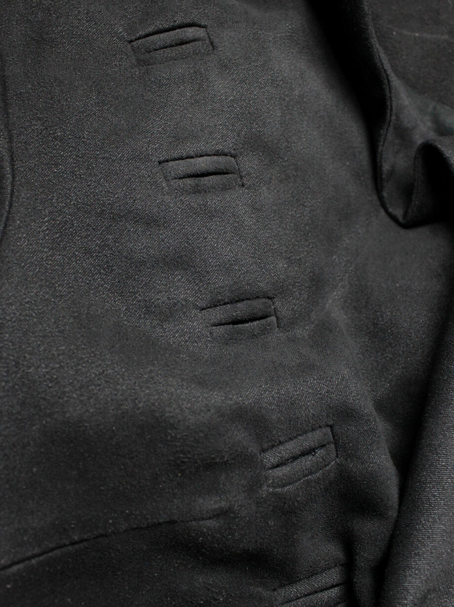vintage af. Vandevorst black long military coat with silver cross buttons fall 2011 (2)