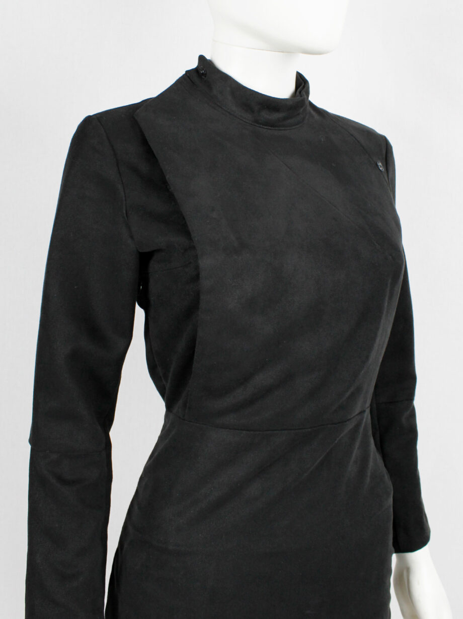 vintage af. Vandevorst black long military coat with silver cross buttons fall 2011 (9)