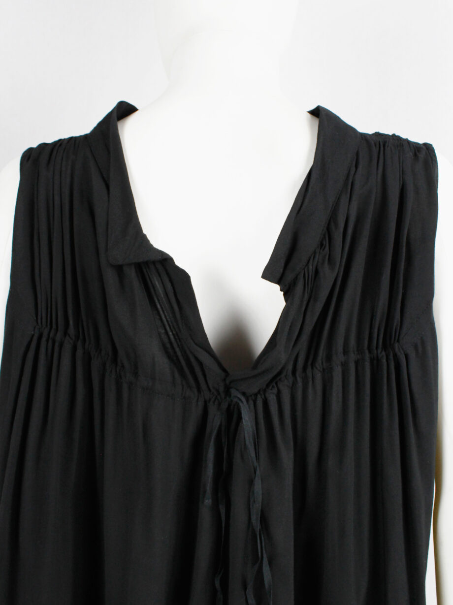 Ann Demeulemeester Blanche black draped tunic with pleated bust fall 2009 re-edition (11)