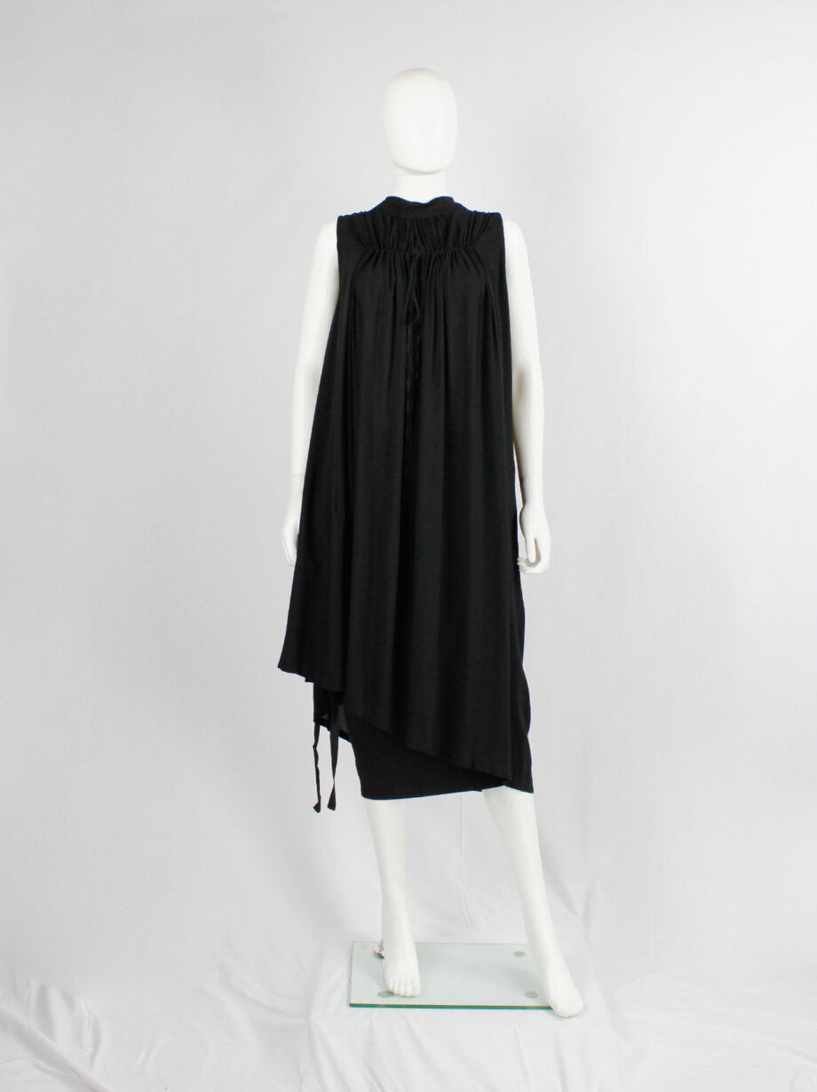 Ann Demeulemeester Blanche black draped tunic with pleated bust fall 2009 re-edition (16)
