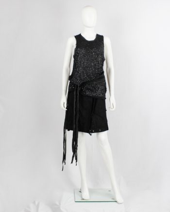 Ann Demeulemeester black raw silk top with matte black sequins spring 2010
