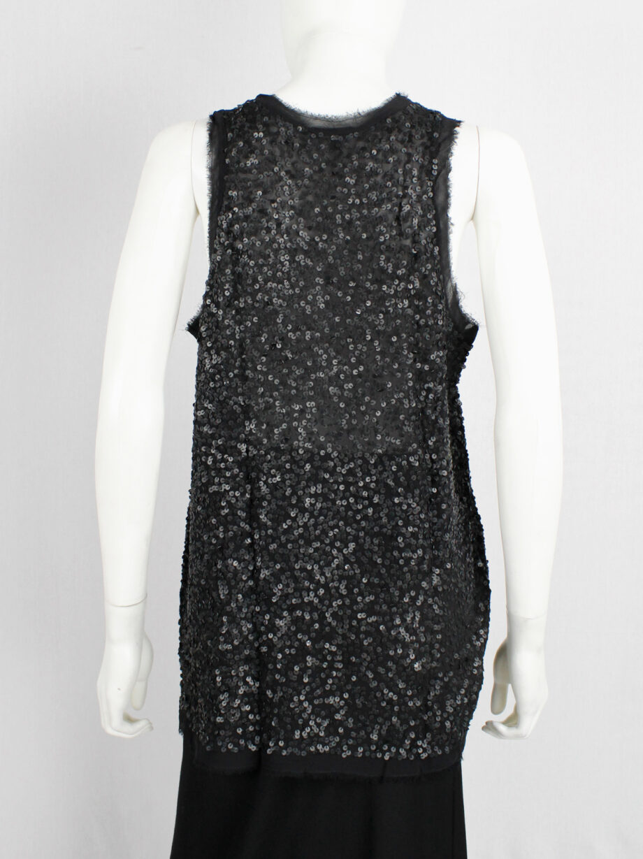 Ann Demeulemeester black raw silk top with matte black sequins spring 2010 (7)
