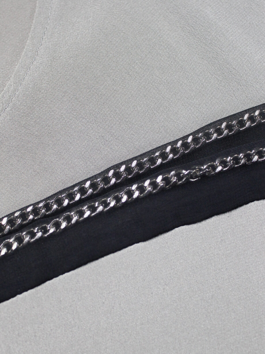 Maison Martin Margiela grey top with silver chain in the black silk hem spring 1999 (11)