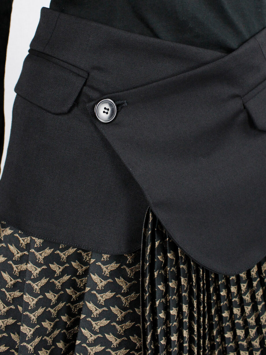 af Vandevorst black deconstructed blazer as a skirt with pleated gold underskirt fall 2016 (4)
