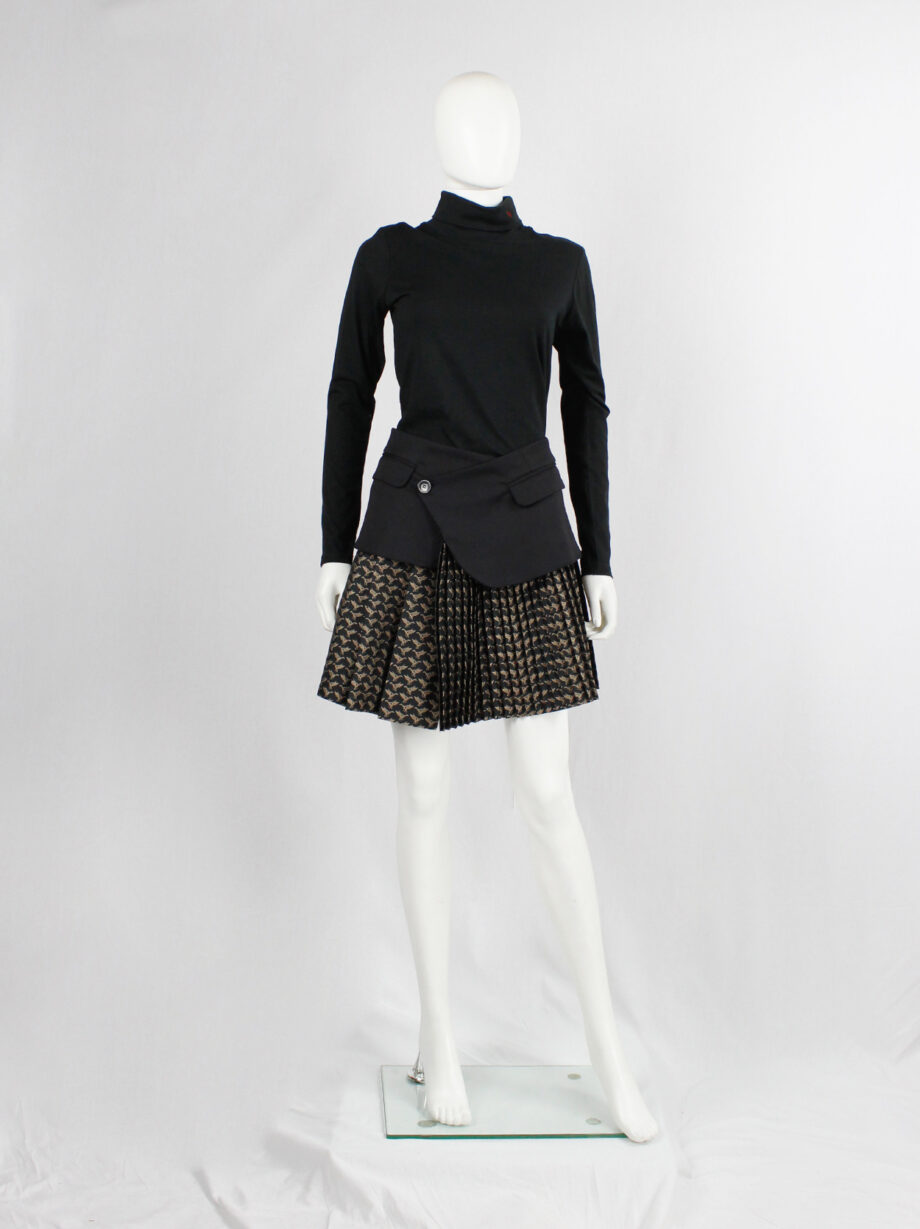 af Vandevorst black deconstructed blazer as a skirt with pleated gold underskirt fall 2016 (6)