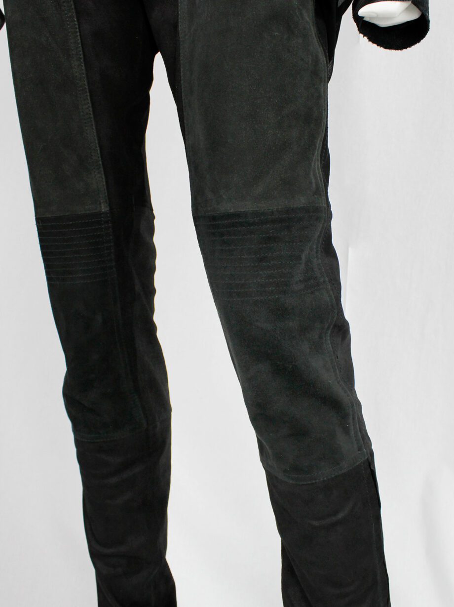 af Vandevorst black leather patchwork trousers with stitched biker knee detail spring 2016 (10)