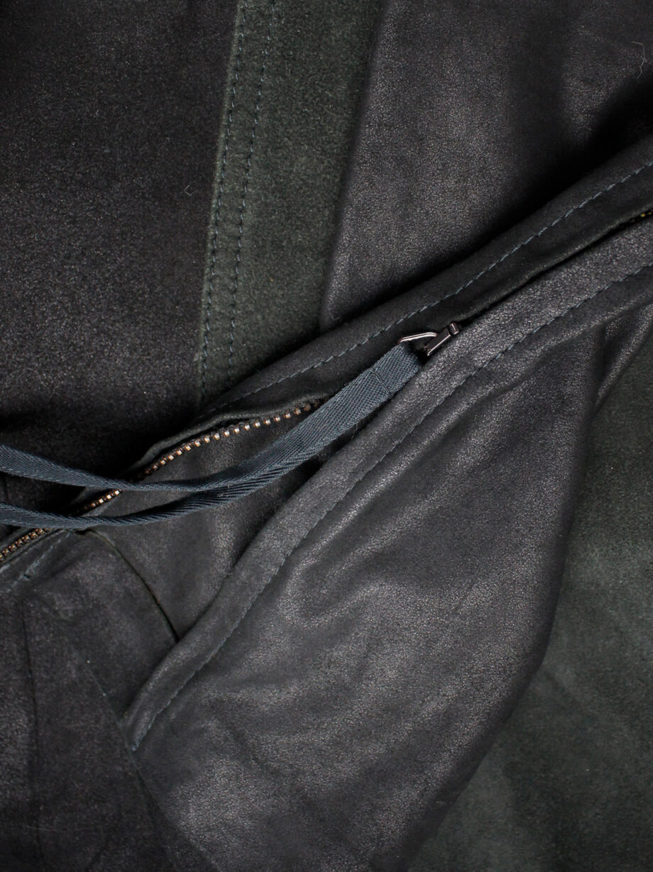 af Vandevorst black leather patchwork trousers with stitched biker knee detail spring 2016 (5)