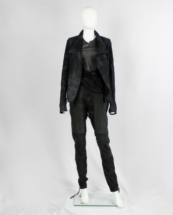 af Vandevorst black leather patchwork trousers with stitched biker knee detail spring 2016