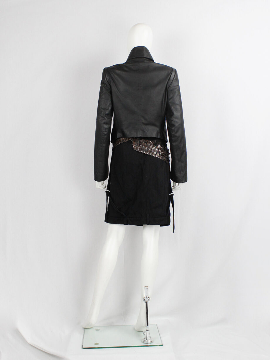 vintage Ann Demeulemeester black leather jacket with asymmetric button closure and removable collar fall 2003 (7)