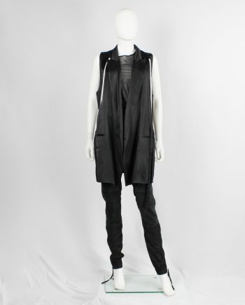 Ann Demeulemeester black oversized waistcoat with ombre fringe — fall 2013