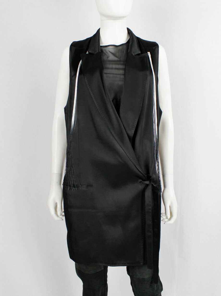 vintage Ann Demeulemeester black oversized waistcoat with ombre fringe spring 2012 (18)