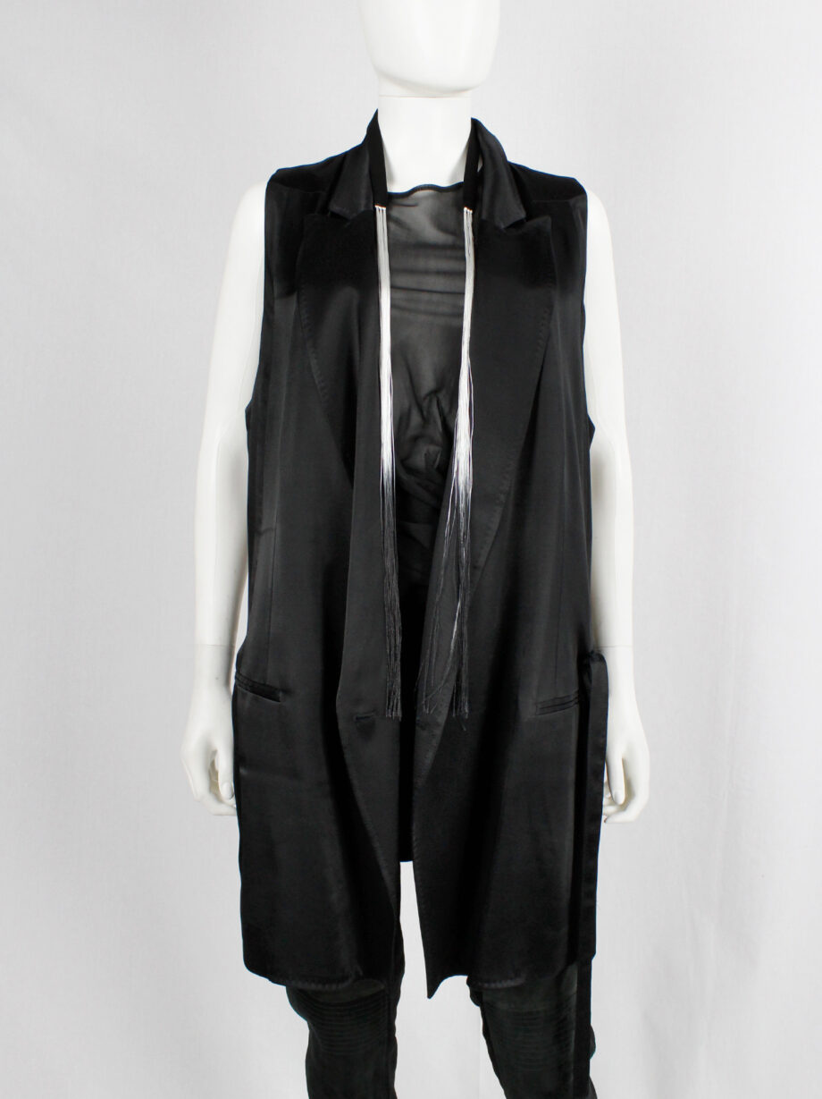 vintage Ann Demeulemeester black oversized waistcoat with ombre fringe spring 2012 (3)