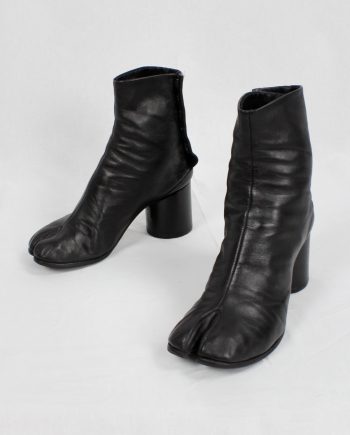 vintage Maison Martin Margiela black tabi boots with cylinder heel 1990s 90s archive