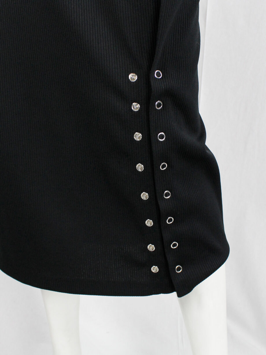 vintage Yohji Yamamoto ys black long pencil skirt with adjustable silver snap buttons (12)