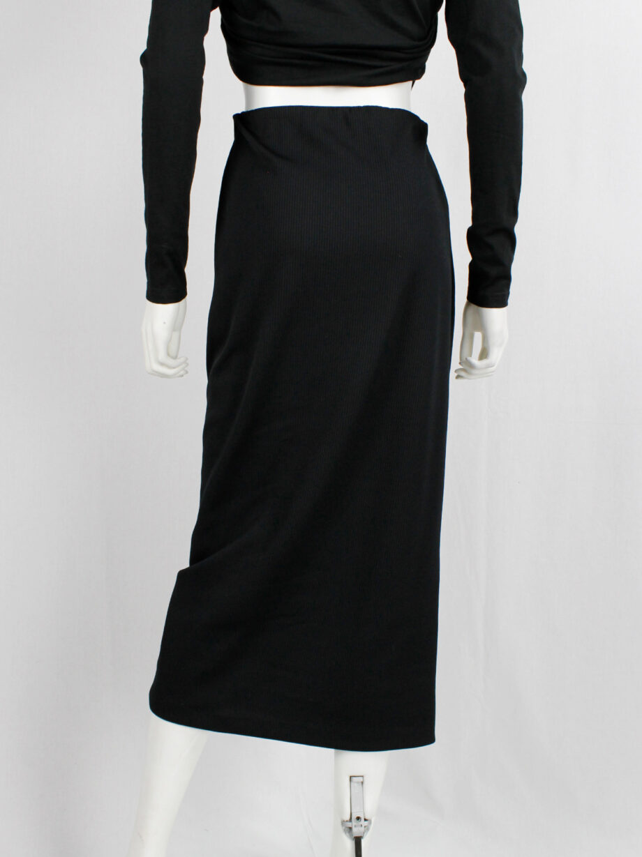 vintage Yohji Yamamoto ys black long pencil skirt with adjustable silver snap buttons (2)