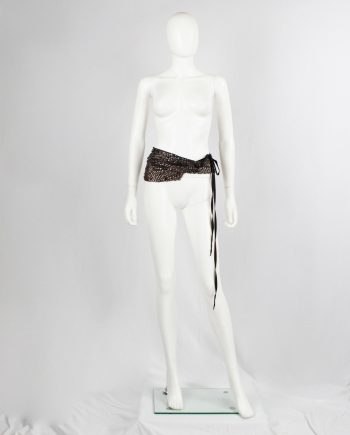 vintage Ann Demeulemeester brown belt embellished with oxidized bronze metal discs fall 2004