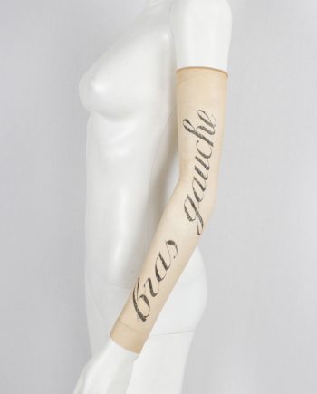 vintage Ann Demeulemeester sheer sleeve with cursive Bras Gauche lettering spring 1998