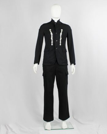 Comme des Garçons Black blazer with two rows of irregular white buttons — AD 2010
