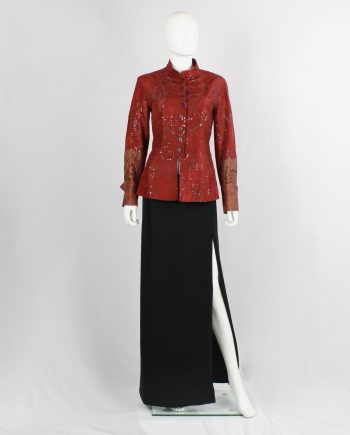 Dries Van Noten red India-inspired jacket with sequinned paisley print spring 1998