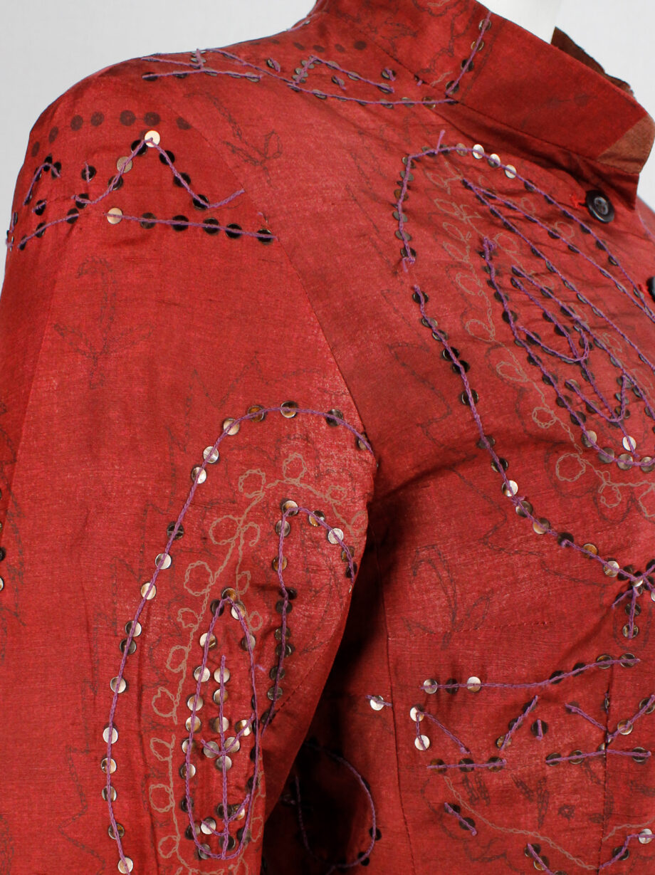 Dries Van Noten red India-inspired jacket with sequinned paisley print spring 1998 (13)