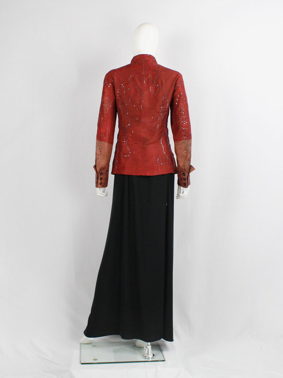 Dries Van Noten red India-inspired jacket with sequinned paisley print spring 1998 (2)
