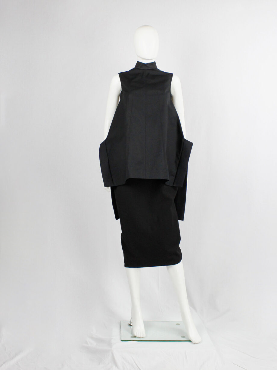 Rick Owens VICIOUS black geometric top with structured side wings and longer back spring 2014 (13)