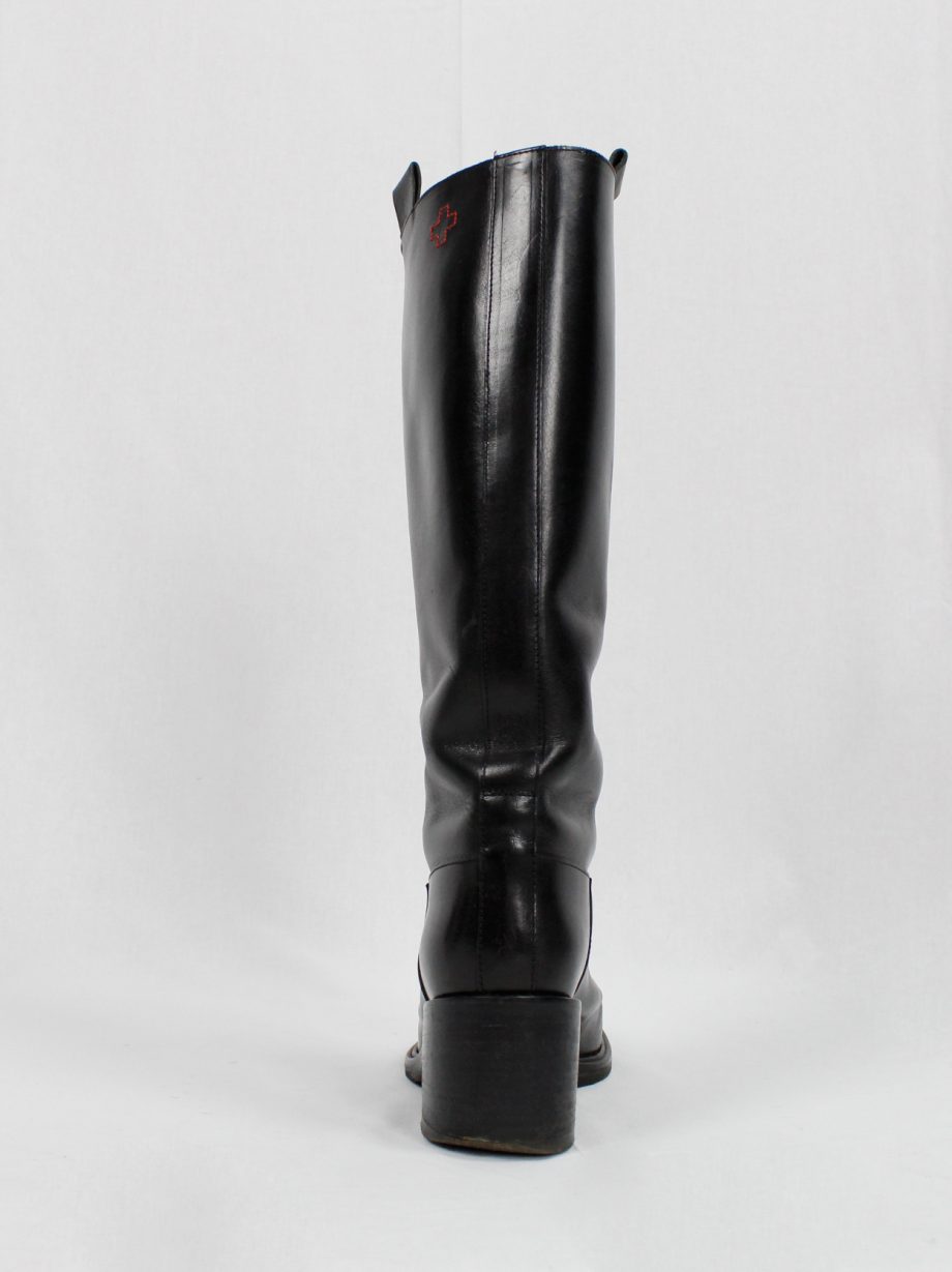 vintage A f Vandevorst black tall classic riding boots with low heel (8)