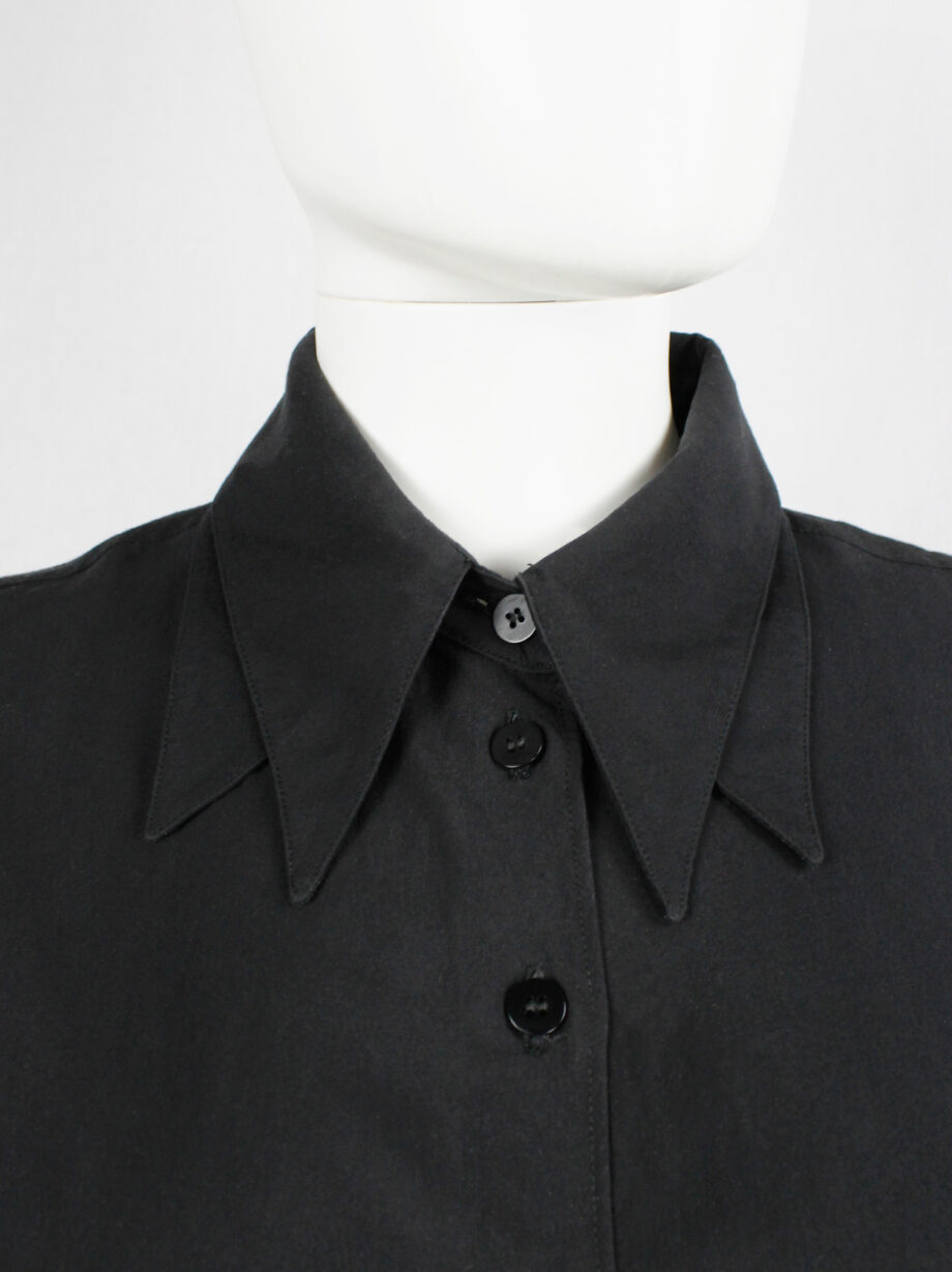 vintage Ann Demeulemeester black batwing sleeve shirt with double collar fall 1987 80s (3)