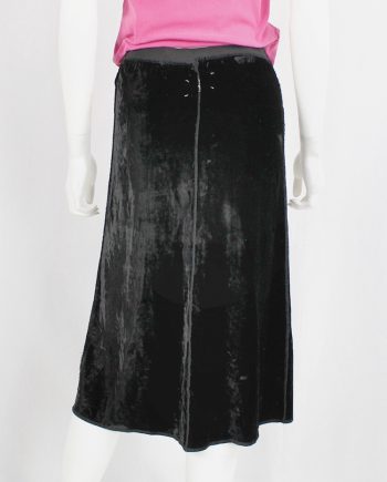 vintage Maison Martin Margiela black velvet reassembled skirt with outwards seams fall 1991