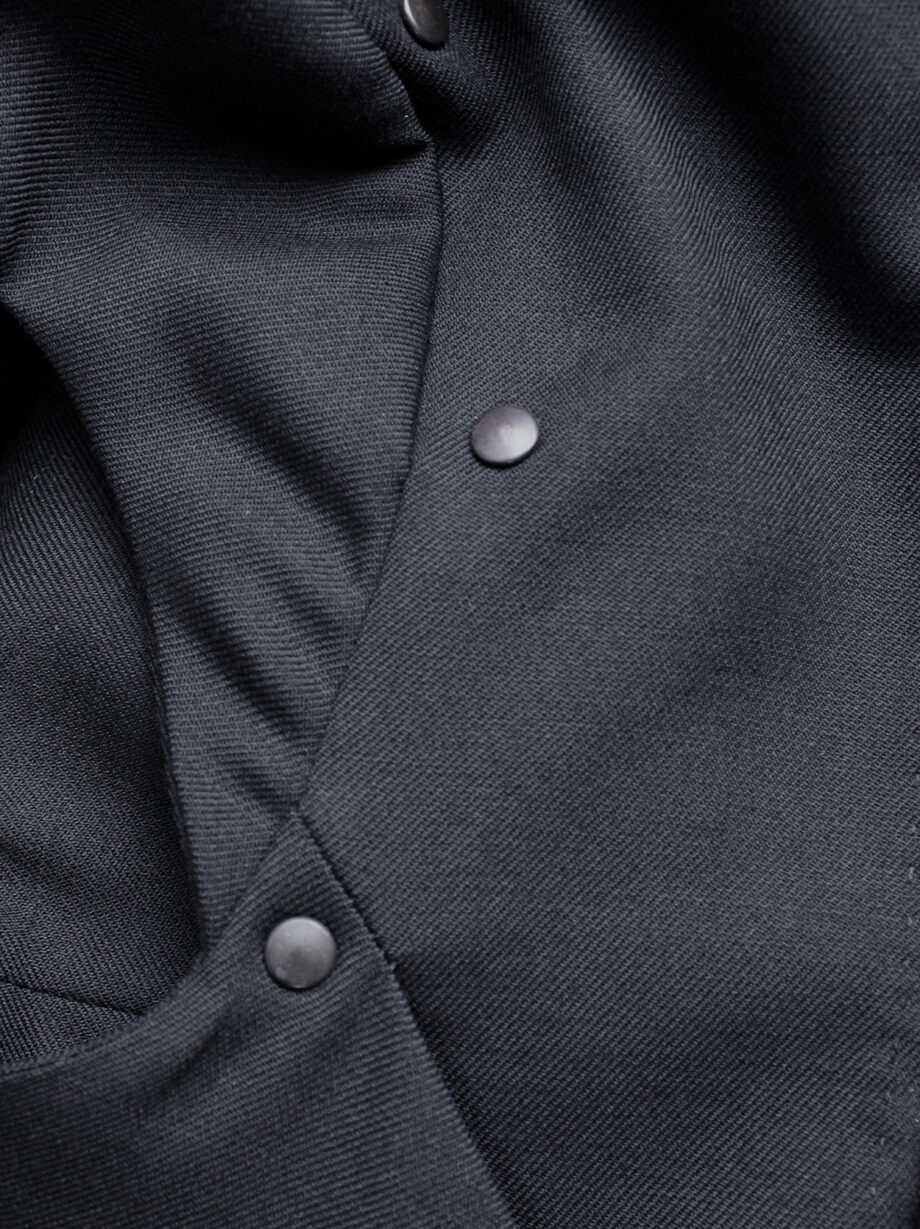 vintage a f Vandevorst black faux suede dress with draped skirt and contrasting studded shoulder panels fall 2010 (21)