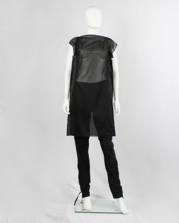 af vandevorst black sheer square tunic with corset hook closures spring 1999