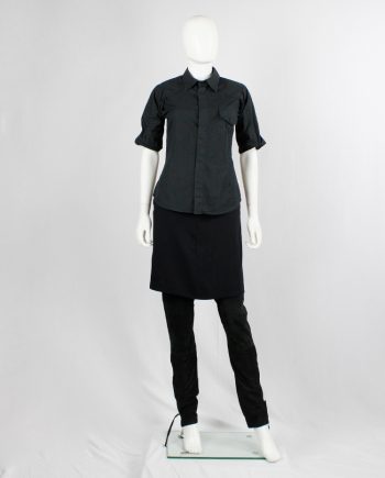 vintage Af Vandevorst black military shirt with upwards folded sleeves spring 1999