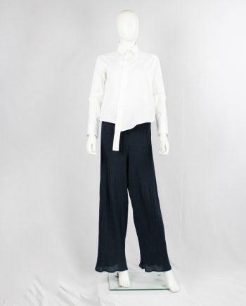 vintage Issey Miyake dark navy wide trousers with fine pressed pleats
