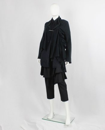 vintage Y's Yohji Yamamoto black deformed cardigan by scrunched elastics and safety pin