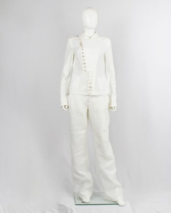 Dirk Bikkembergs white jacket with asymmetric row of buttons closure — spring 2006