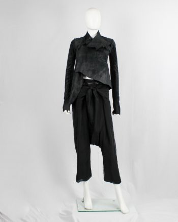 Rick Owens ANTHEM black drop crotch trousers with front ties — spring 2011
