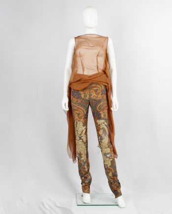 couture Vandevorst orange brocade trousers with gold and blue embroidery spring 2012