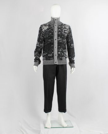 Maison Martin Margiela dark and light grey mottled cardigan with black buttons — fall 2010