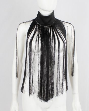 Ann Demeulemeester black collar with long fringe bib — fall 2013