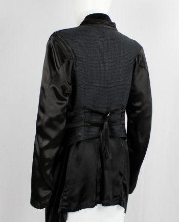 vintage Ann Demeulemeester black double breasted jacket with woven back spring 1990