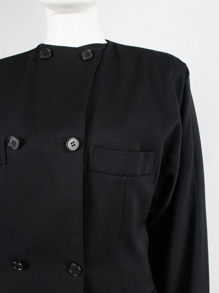 Y's Yohji Yamamoto black double breasted coat with four pockets — 1970 ...