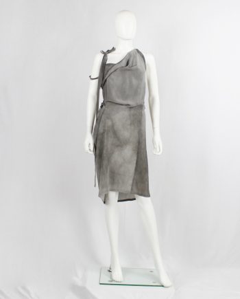 vintage af Vandevorst grey marbled dress with draped neck neckline and double shoulder straps