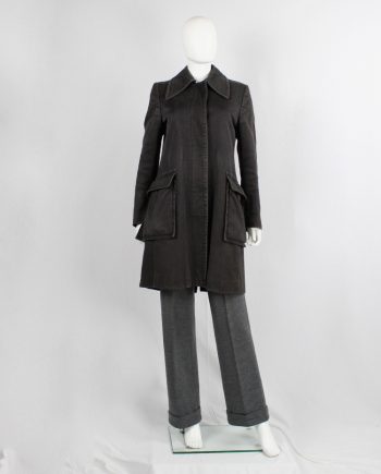 vintage Maison Martin Margiela grey denim car coat with large attached pockets fall 1996