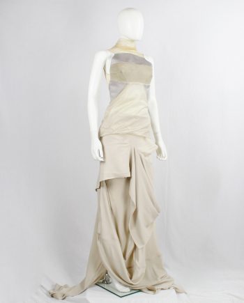 Rick Owens ISLAND beige top with silver contrasting panels and sheer back spring 2013