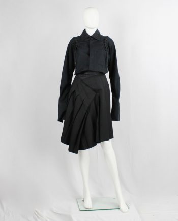 af Vandevorst black shirt with laces around the shoulders and extra long cuffs fall 2006