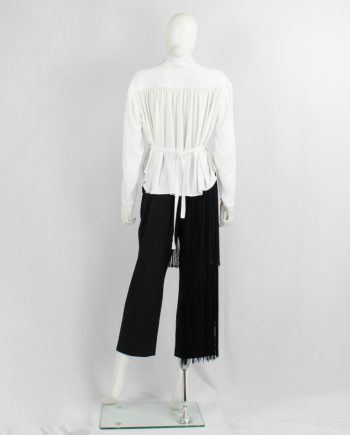 vintage Ann Demeulemeester white loose shirt with pleated back and straps spring 1989